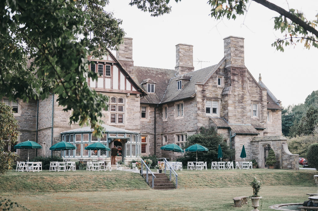 Exterior photo of the Greystone Hall mansion in West Chester PA