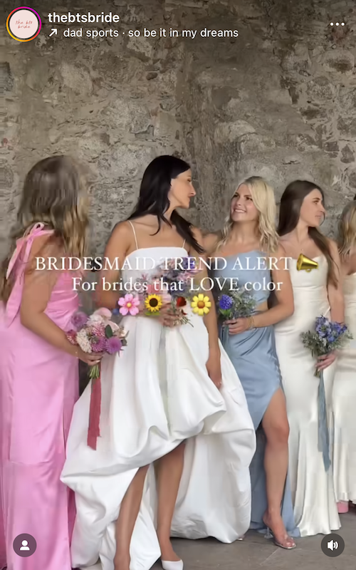 Instagram reel by @thebtsbride about a colorful wedding trend