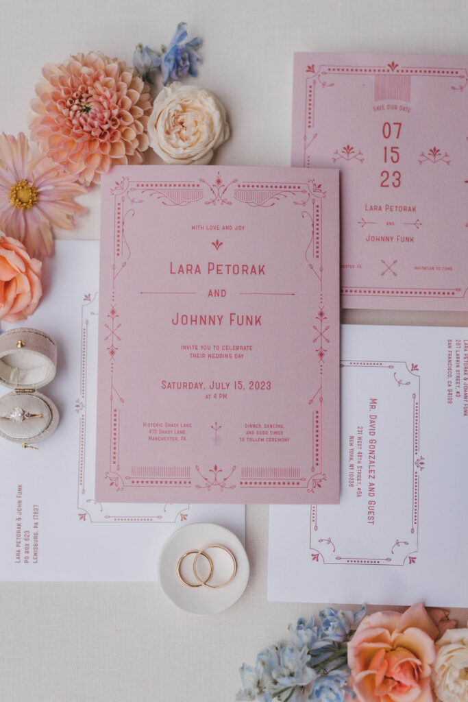 Geometric art deco style wedding invitation suite design from Minted