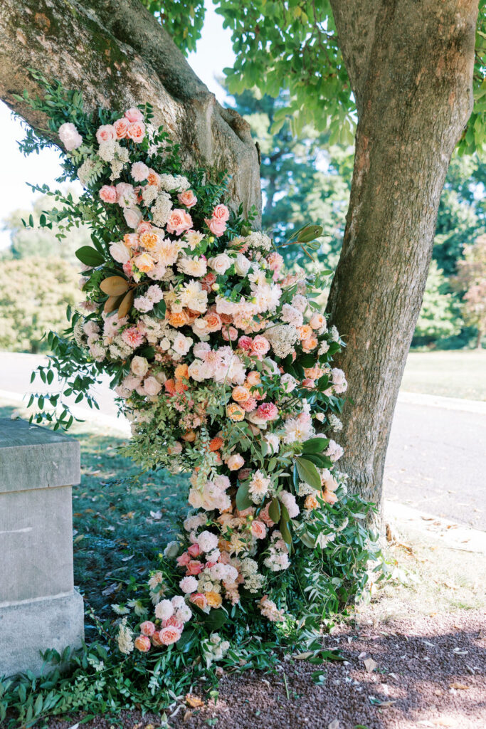 Cream and blush florals by Petals With Style | Lauren Bliss Photography at Elkins Estate in Philadelphia