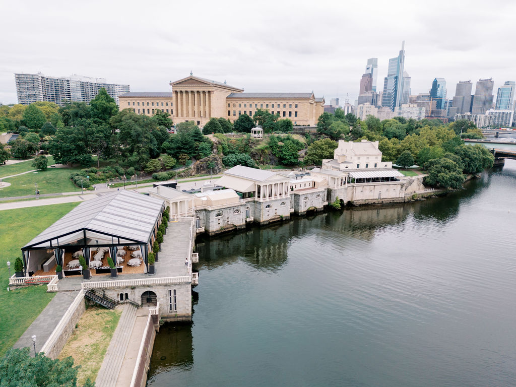 Waterworks Philly wedding venue beside the river | Philadelphia Wedding at Waterworks Cescaphe by Lauren Bliss Photography
