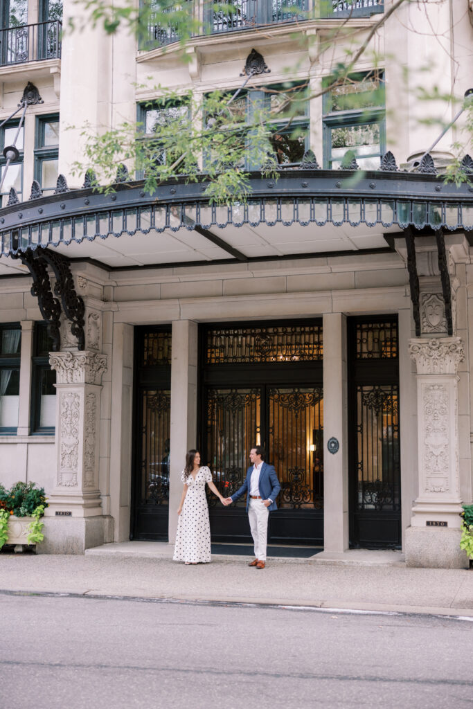 Haley and Griffin at 1830 Rittenhouse Square engagement photos Philadelphia