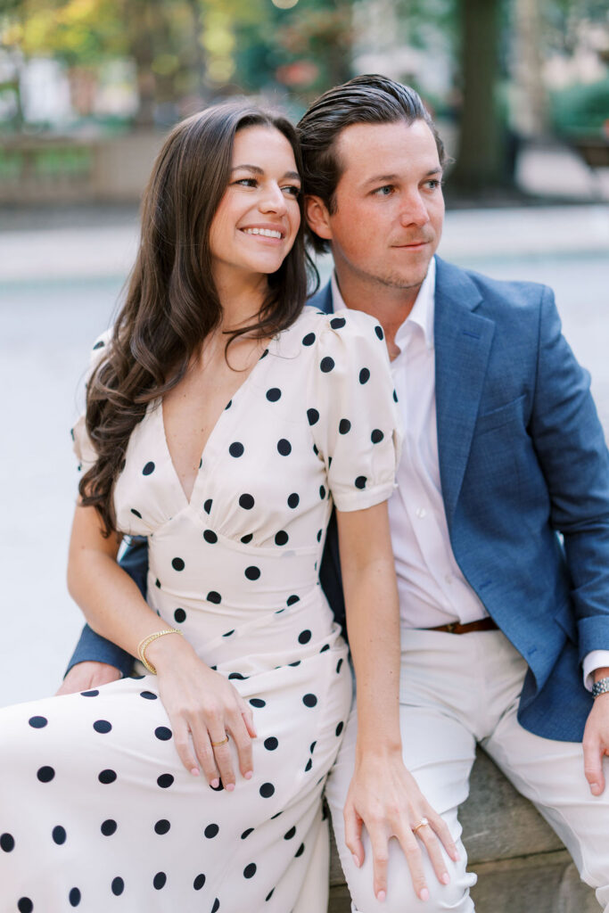 Golden hour engagement portraits Rittenhouse Square Philadelphia fall